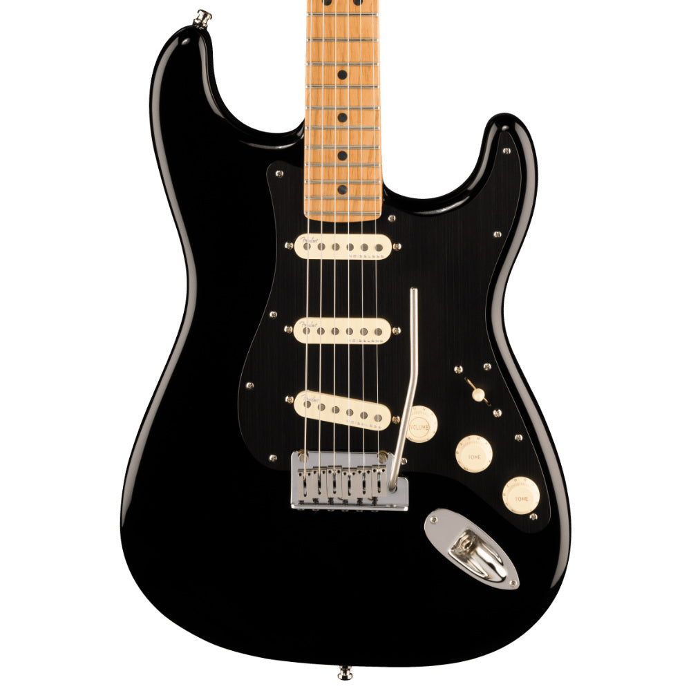 Fender Limited Edition Ultra II Stratocaster Black Body View ; Fender Limited Edition Ultra II Stratocaster Black Full View ; Fender Limited Edition Ultra II Stratocaster Black Back View