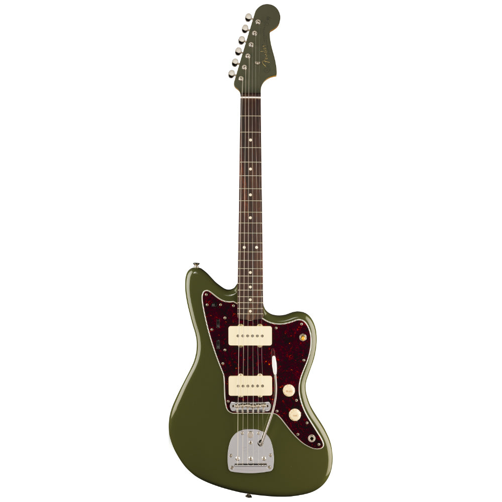 Fender Limited Edition Vintera II '50s Jazzmaster Olive Body View ; Fender Limited Edition Vintera II '50s Jazzmaster Olive Full View ; Fender Limited Edition Vintera II '50s Jazzmaster Olive Back View