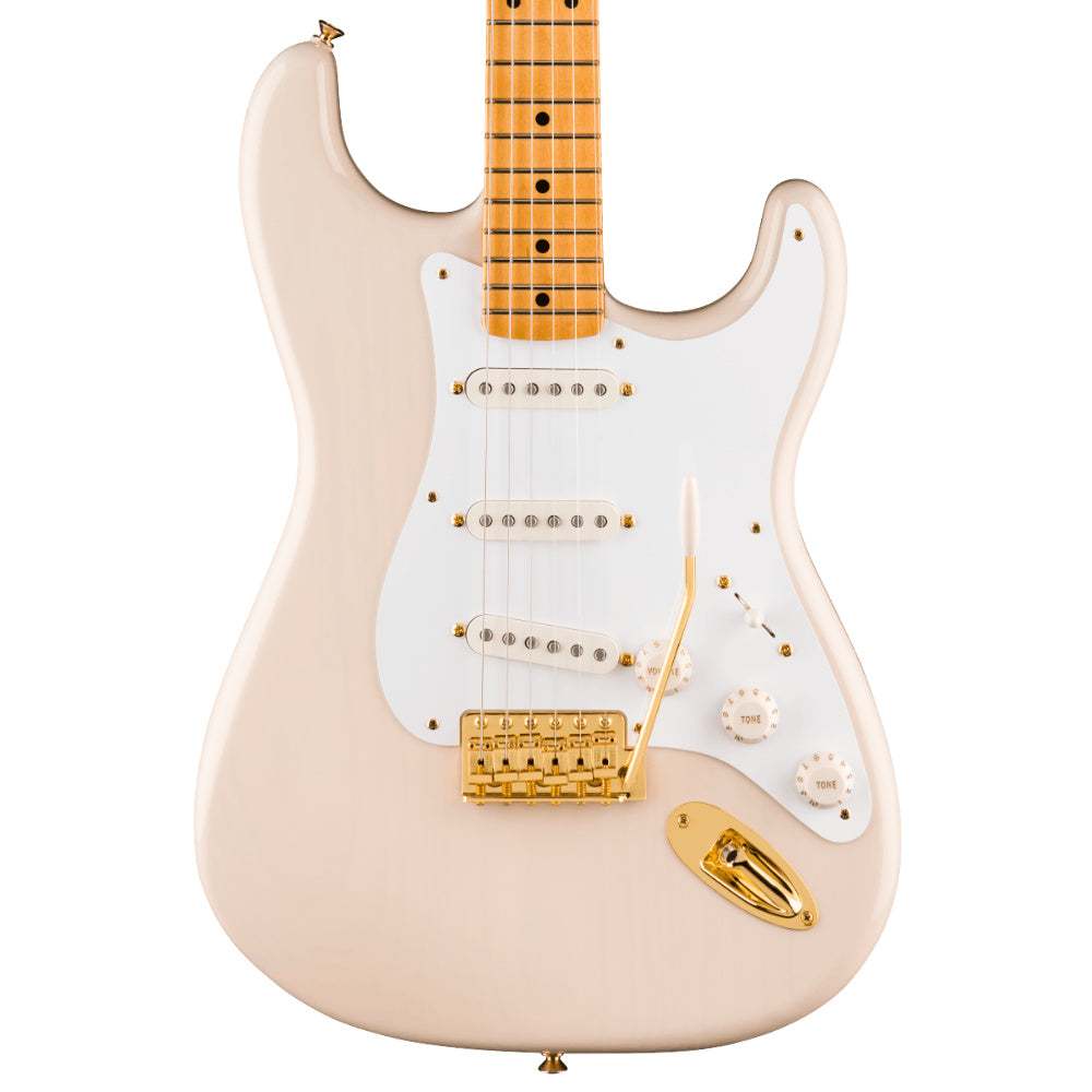 Fender Limited Edition Vintera III Late '50s Stratocaster White Blonde Body View ; Fender Limited Edition Vintera III Late '50s Stratocaster White Blonde Full View ; Fender Limited Edition Vintera III Late '50s Stratocaster White Blonde Back View