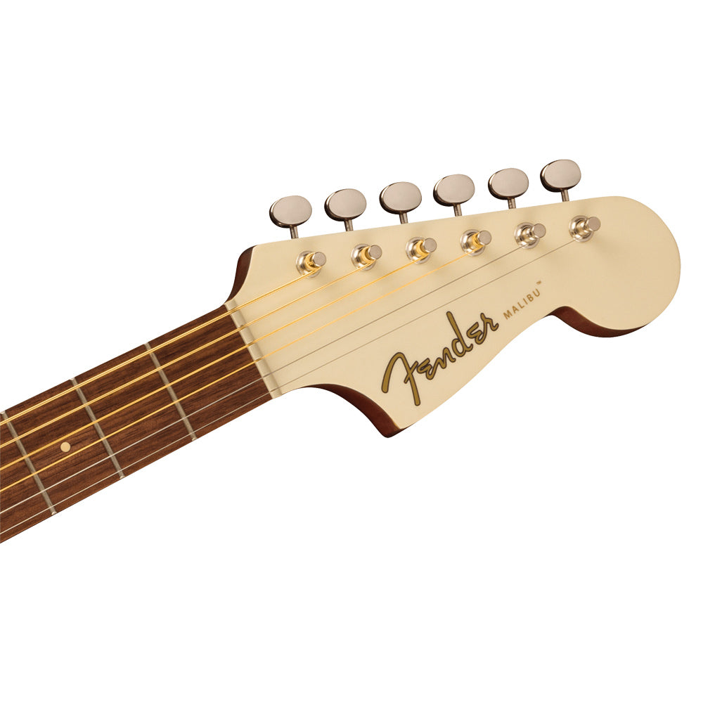 Fender Malibu Player Olympic White Acoustic/Electric Guitar Front ; Fender Malibu Player Olympic White Acoustic/Electric Guitar Full ; Fender Malibu Player Olympic White Acoustic/Electric Guitar Full Rear ; Fender Malibu Player Olympic White Acoustic/Electric Guitar Headstock