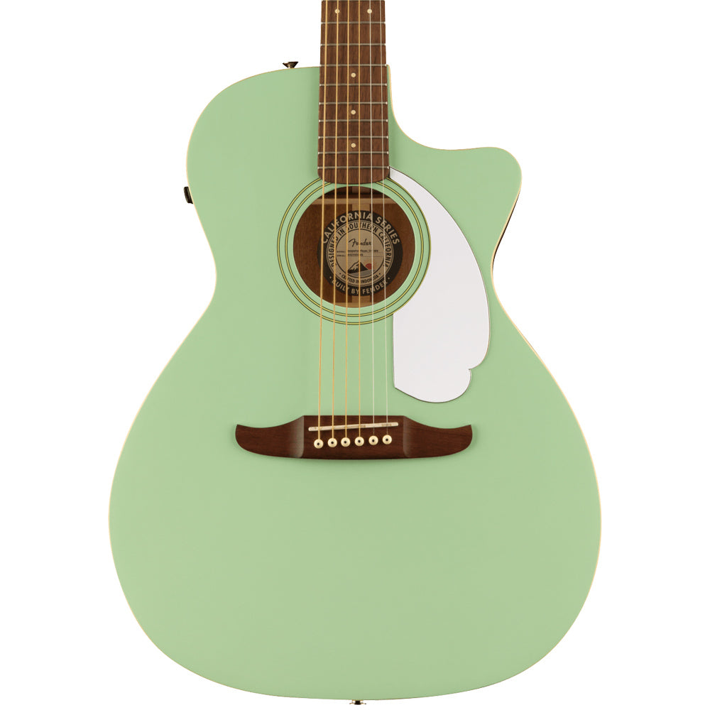Fender Newporter Player Surf Green Acoustic/Electric Guitar Front ; Fender Newporter Player Surf Green Acoustic/Electric Guitar Full ; Fender Newporter Player Surf Green Acoustic/Electric Guitar Headstock