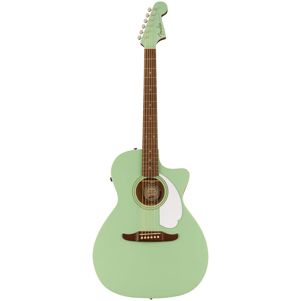 Fender Newporter Player Surf Green Acoustic/Electric Guitar Front ; Fender Newporter Player Surf Green Acoustic/Electric Guitar Full ; Fender Newporter Player Surf Green Acoustic/Electric Guitar Headstock
