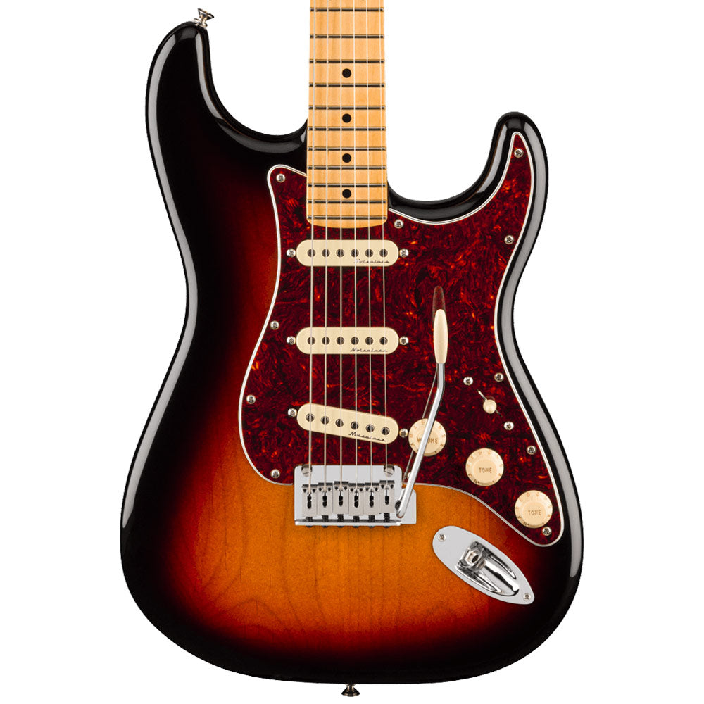 Fender Player II Modified Stratocaster 3-Tone Sunburst body view ; Fender Player II Modified Stratocaster 3-Tone Sunburst full view ; Fender Player II Modified Stratocaster 3-Tone Sunburst back view