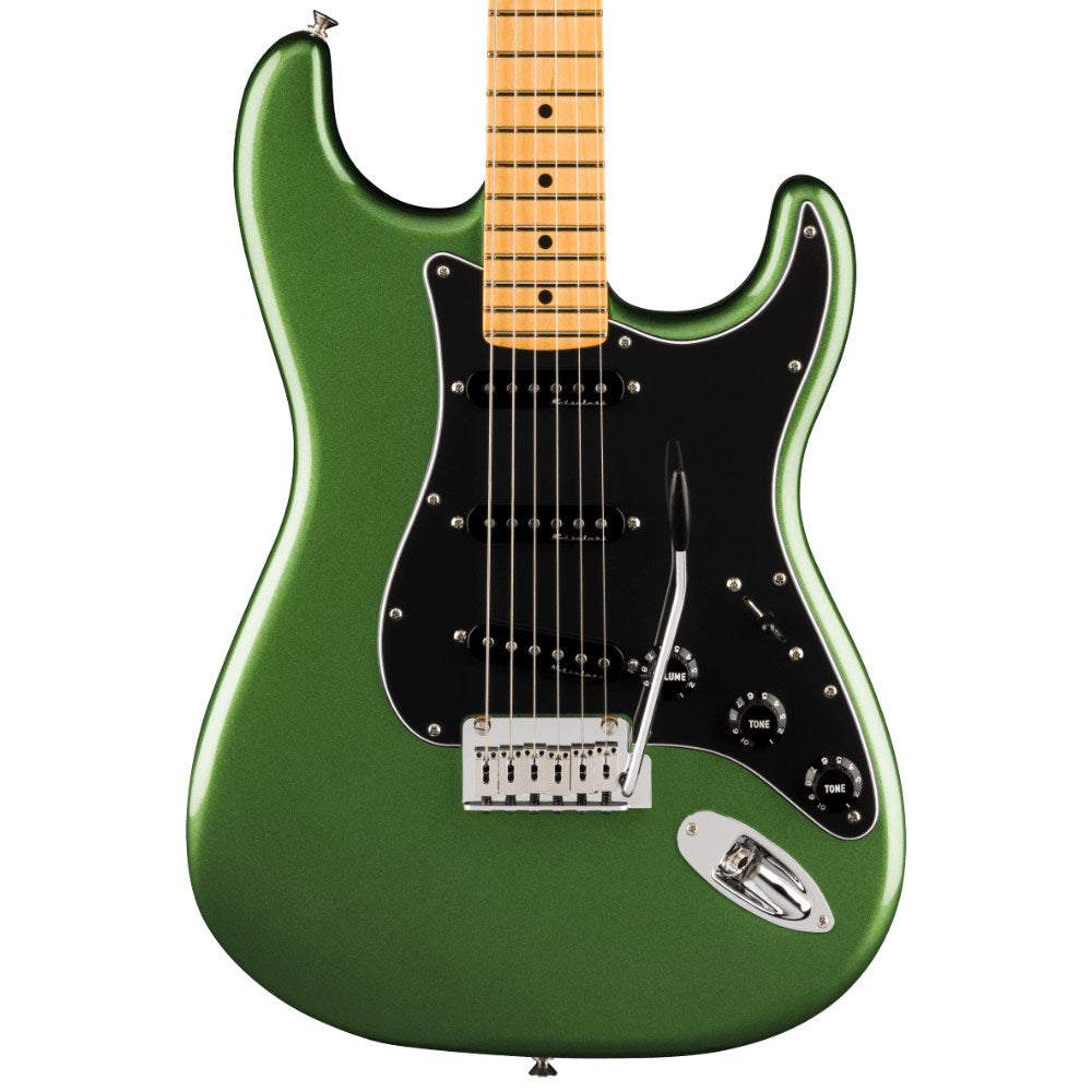 Fender Player II Modified Stratocaster Harvest Green Metallic Body View ; Fender Player II Modified Stratocaster Harvest Green Metallic Full View ; Fender Player II Modified Stratocaster Harvest Green Metallic Back View