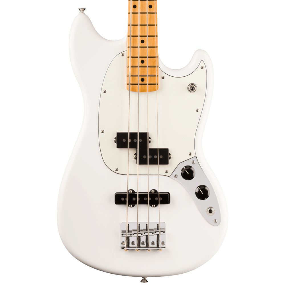 Fender Player II Mustang Bass PJ Polar White Front ; Fender Player II Mustang Bass PJ Polar White Full