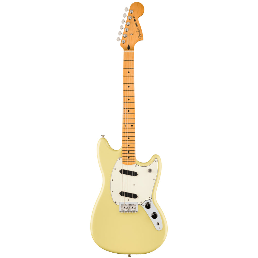 Fender Player II Mustang Hialeah Yellow Electric Guitar Front ; Fender Player II Mustang Hialeah Yellow Electric Guitar Full