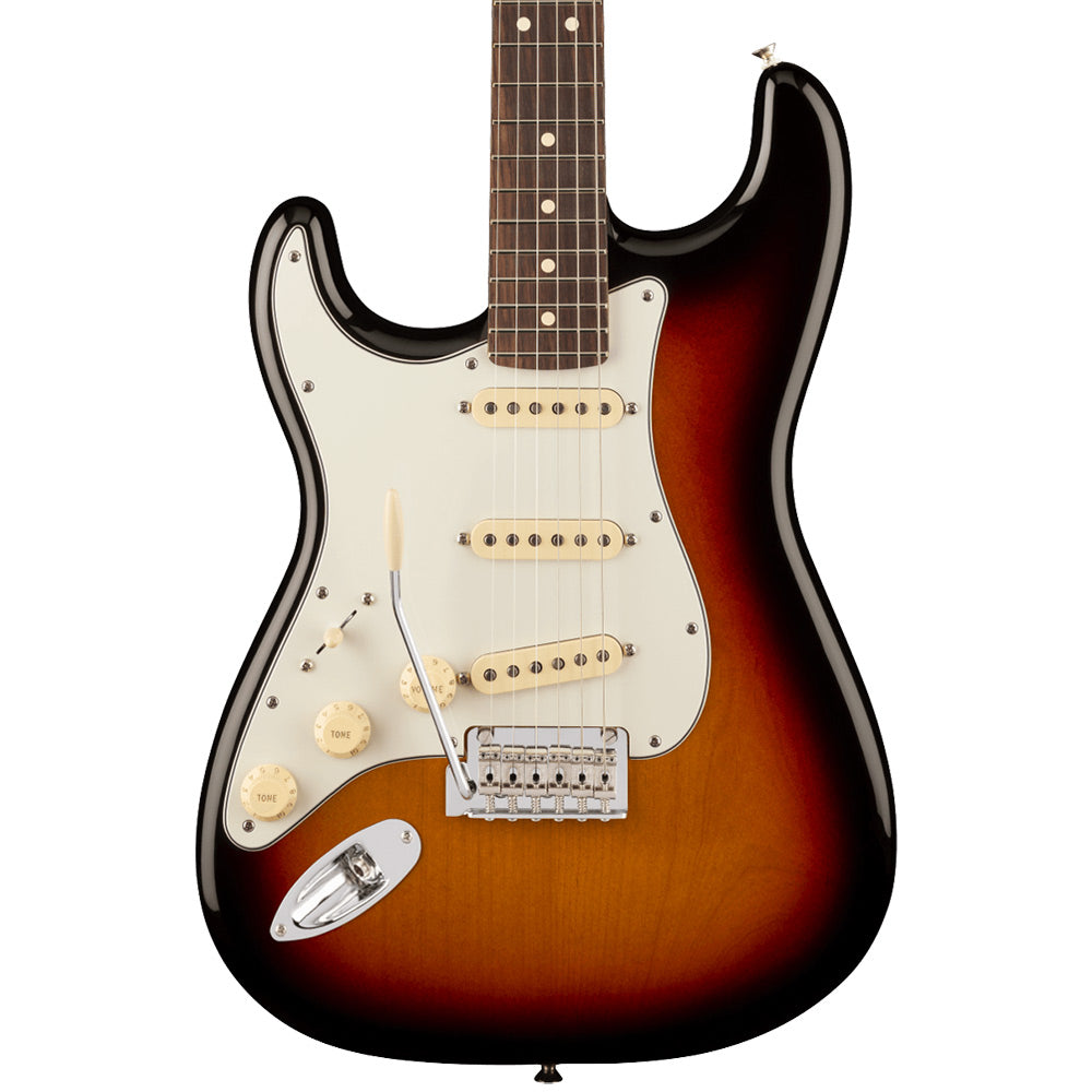 Fender Player II Stratocaster Left-Handed 3-Colour Sunburst Electric Guitar Front ; Fender Player II Stratocaster Left-Handed 3-Colour Sunburst Electric Guitar Full