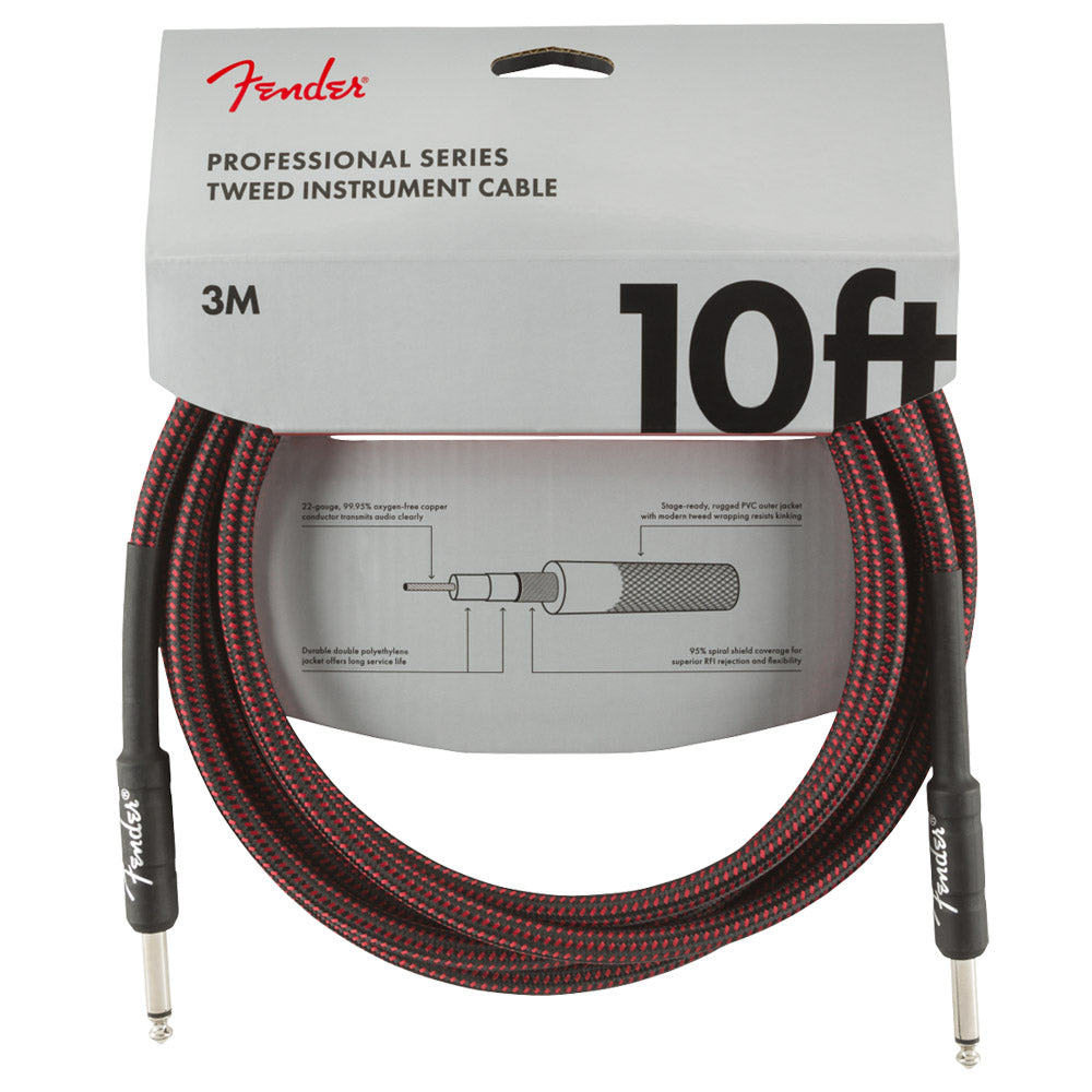 ; Fender Professional Series 10ft Instrument Cable Red Tweed ; Fender Professional Series 10ft Instrument Cable Red Tweed