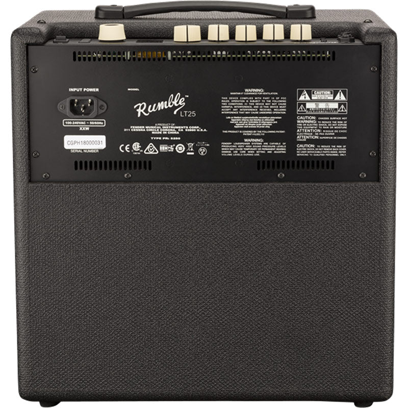 Fender Rumble LT25 Bass Amp front ; Fender Rumble LT25 Bass Amp top ; Fender Rumble LT25 Bass Amp back