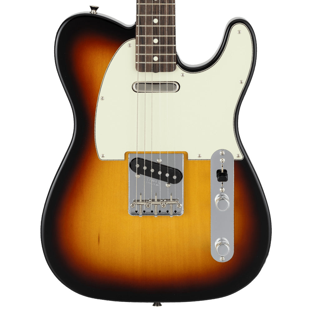 Fender Traditional II '60s Telecaster 3-Colour Sunburst body view ; Fender Traditional II '60s Telecaster 3-Colour Sunburst full view ; Fender Traditional II '60s Telecaster 3-Colour Sunburst back view