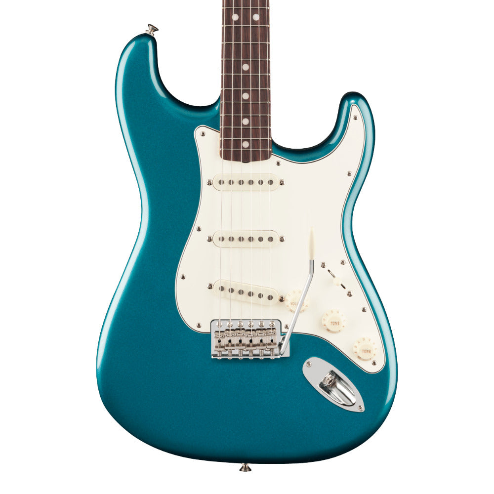 Fender Vintera III Late '60s Stratocaster Ocean Turquoise Body View ; Fender Vintera III Late '60s Stratocaster Ocean Turquoise Full View ; Fender Vintera III Late '60s Stratocaster Ocean Turquoise Back View