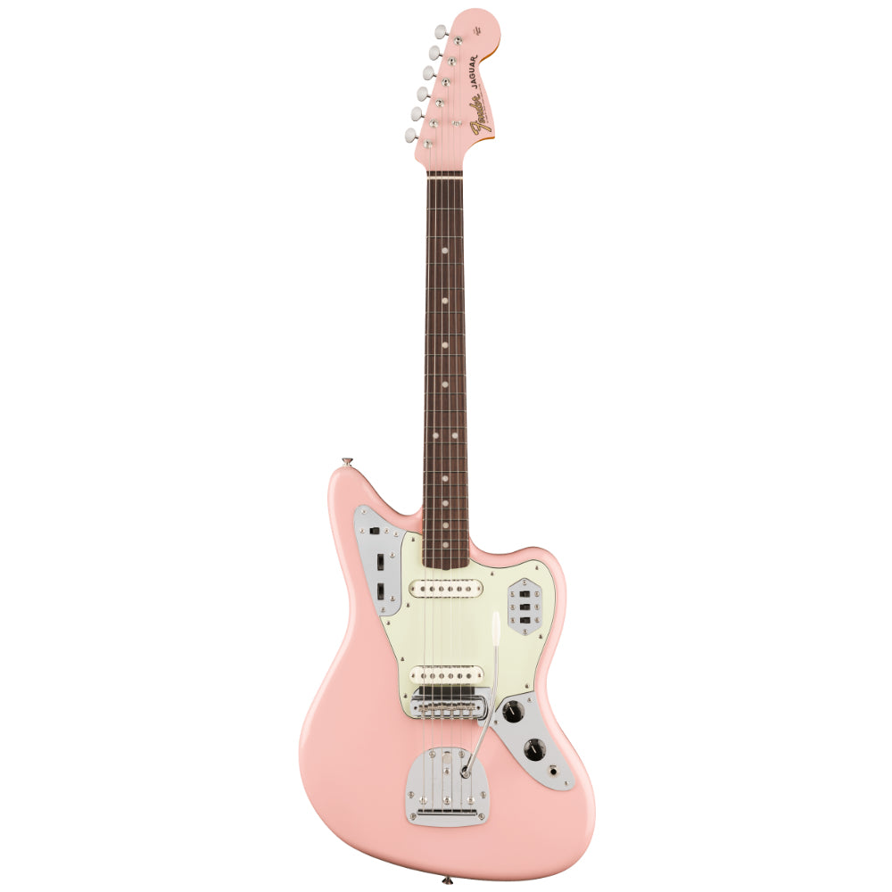 Fender Vintera III Mid '60s Jaguar Shell Pink Body View ; Fender Vintera III Mid '60s Jaguar Shell Pink Full View ; Fender Vintera III Mid '60s Jaguar Shell Pink Back View