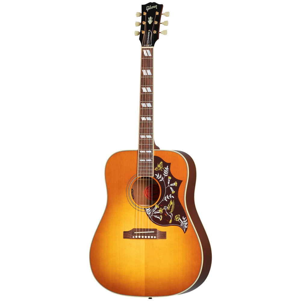 Gibson Hummingbird Original Heritage Cherry Sunburst Body View ; Gibson Hummingbird Original Heritage Cherry Sunburst Full View ; Gibson Hummingbird Original Heritage Cherry Sunburst Back View