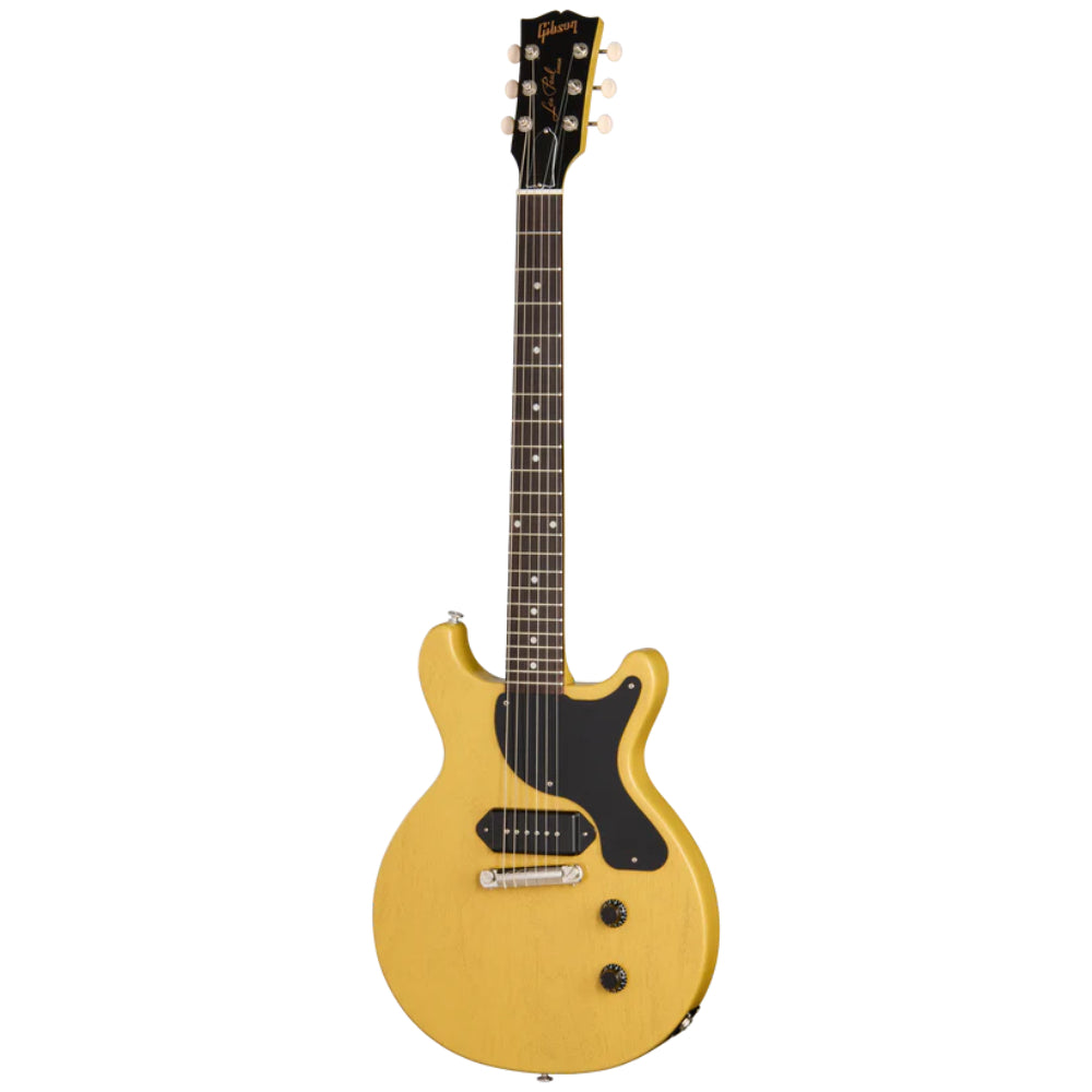 Gibson Les Paul Junior Double Cut TV Yellow Body View ; Gibson Les Paul Junior Double Cut TV Yellow Full View ; Gibson Les Paul Junior Double Cut TV Yellow Back View