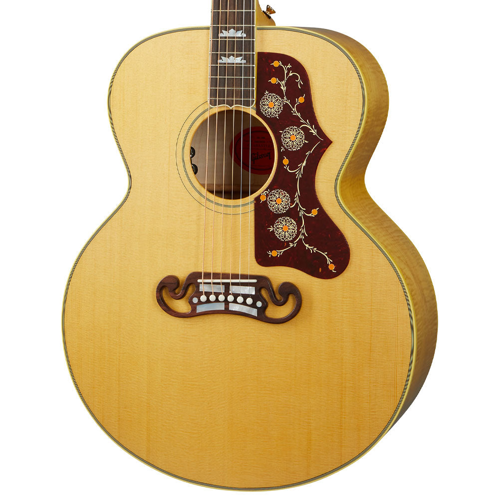 Gibson SJ-200 Antique Natural body view ; Gibson SJ-200 Antique Natural full view ; Gibson SJ-200 Antique Natural back view