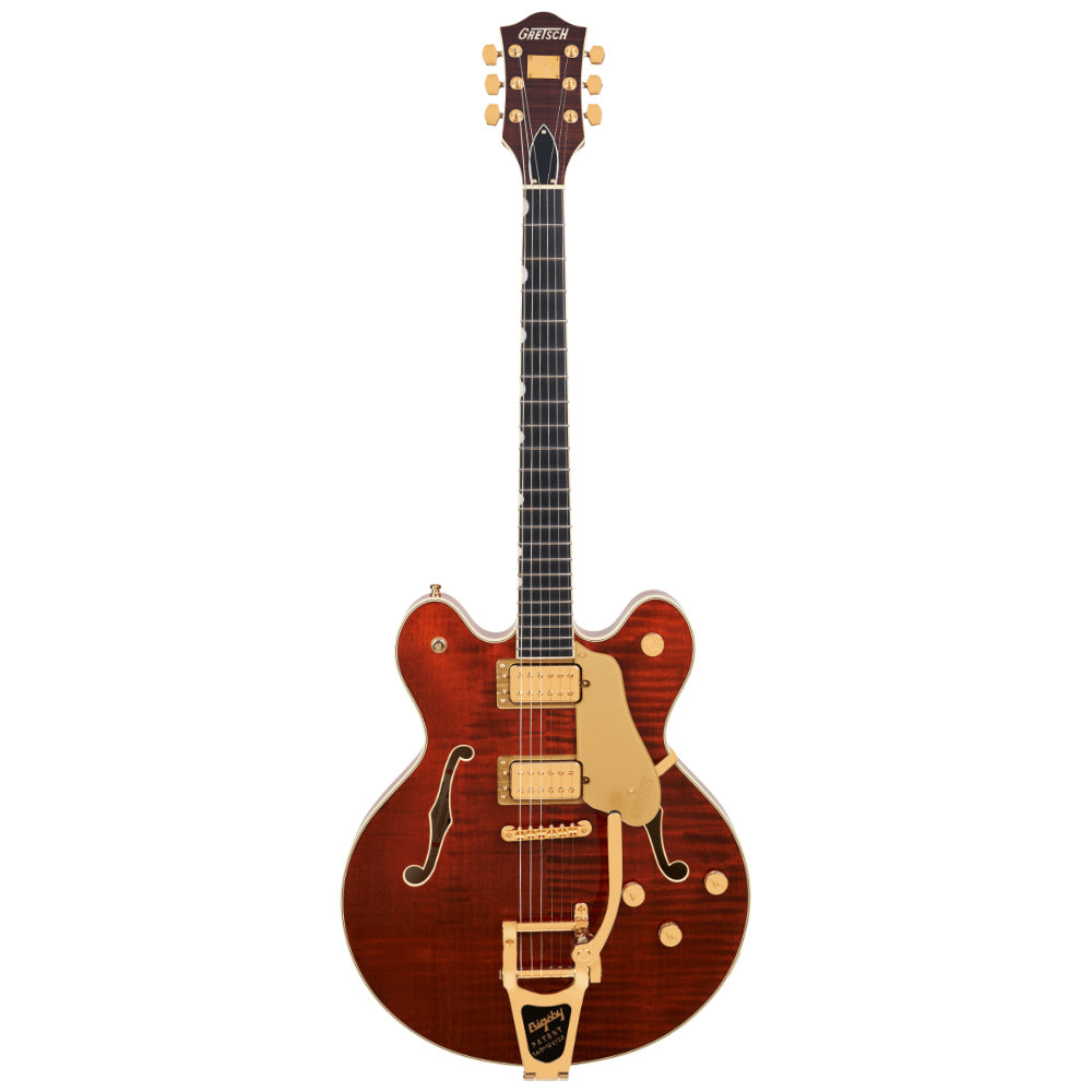 Gretsch Broadkaster LX Figured ; Gretsch Broadkaster LX Centre Block with Bigsby Bourbon Stain Full View ; Gretsch Broadkaster LX Centre Block with Bigsby Bourbon Stain Body View ; Gretsch Broadkaster LX Figured Center Block w/ Bigsby (Bourbon Stain) ; Gretsch Broadkaster LX Centre Block with Bigsby Bourbon Stain Back View