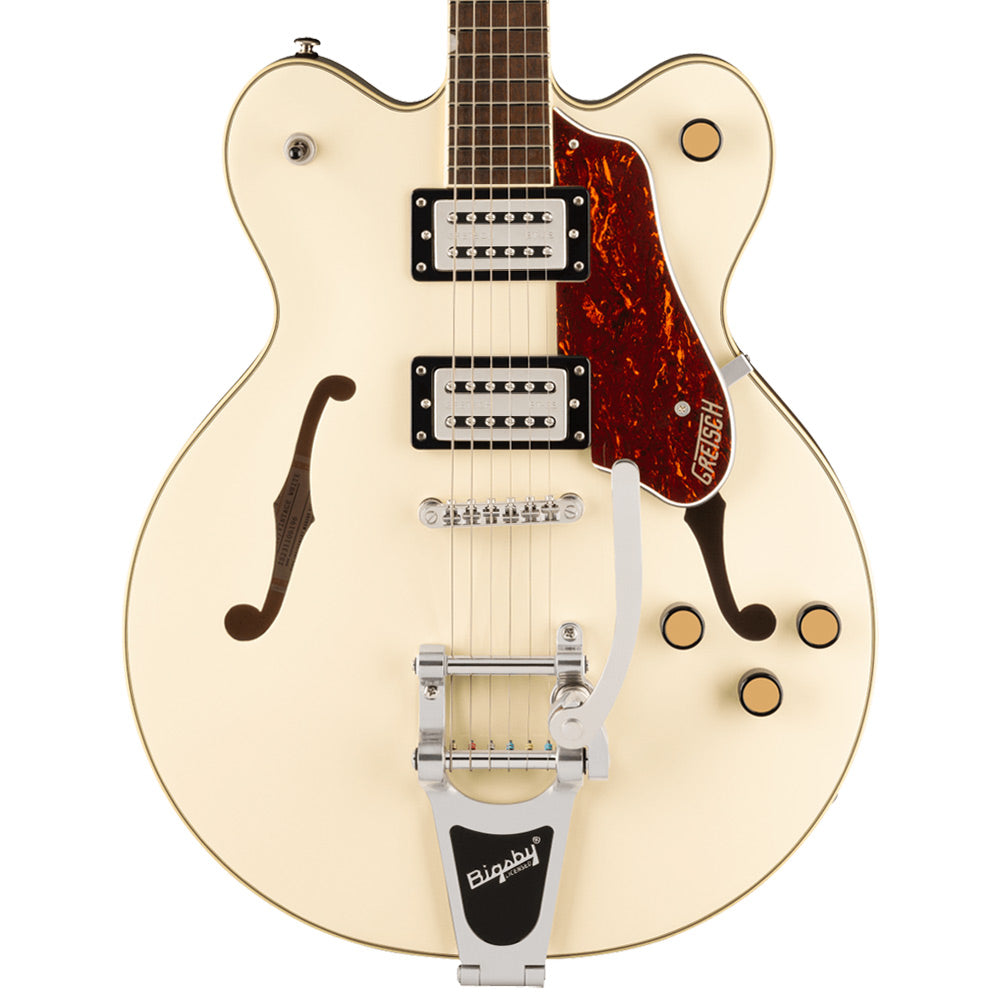 Gretsch G2622T Streamliner Centre Block Double-Cut Vintage White body view ; Gretsch G2622T Streamliner Centre Block Double-Cut Vintage White full view ; Gretsch G2622T Streamliner Centre Block Double-Cut Vintage White back
