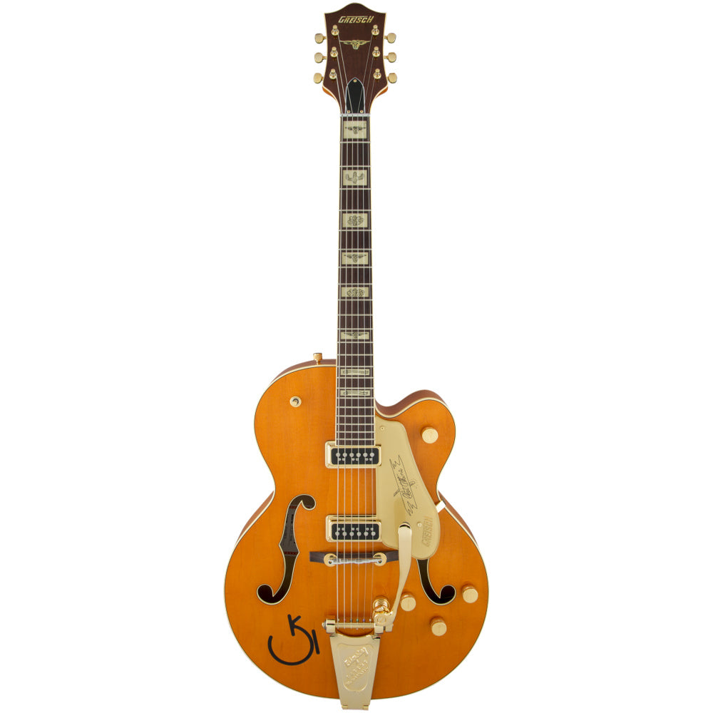 Gretsch G6120T-55 Vintage Select Chet Atkins Hollow Body Vintage Orange Stain Lacquer Body View ; Gretsch G6120T-55 Vintage Select Chet Atkins Hollow Body Vintage Orange Stain Lacquer Full View ; Gretsch G6120T-55 Vintage Select Chet Atkins Hollow Body Vintage Orange Stain Lacquer Back View