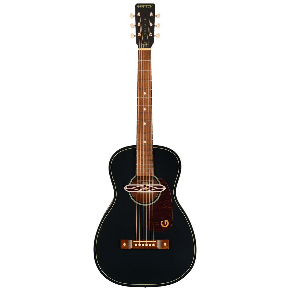 Gretsch Jim Dandy Deltoluxe Parlor Black Top Front Front ; Gretsch Jim Dandy Deltoluxe Parlor Black Top Full ; Gretsch Jim Dandy Deltoluxe Parlor Black Top Front Headstock