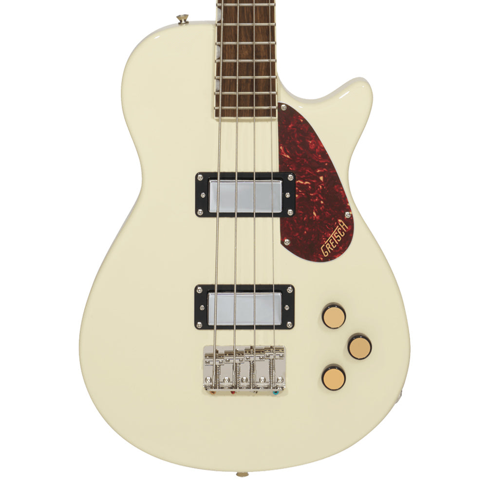 Gretsch Streamliner Jet Club Bass Vintage White body view ; Gretsch Streamliner Jet Club Bass Vintage White full view ; Gretsch Streamliner Jet Club Bass Vintage White back view