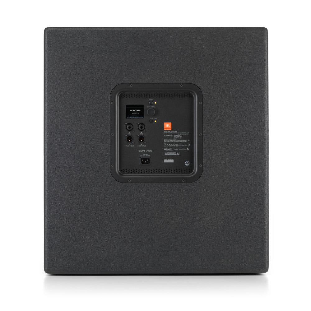 JBL EON718S 18" Powered Subwoofer Front View ; JBL EON718S 18" Powered Subwoofer Angle View ; JBL EON718S 18" Powered Subwoofer Back View