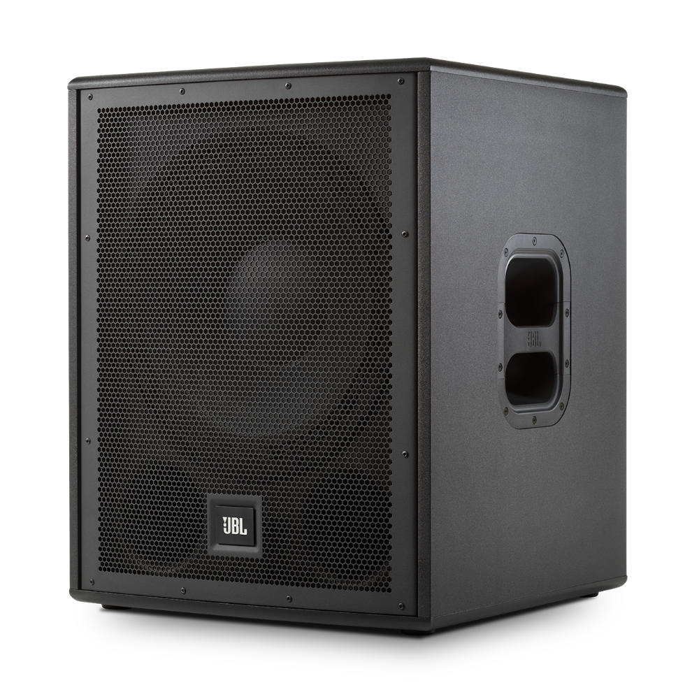 JBL IRX115S 15" Powered Subwoofer Front View ; JBL IRX115S 15" Powered Subwoofer Angle View ; JBL IRX115S 15" Powered Subwoofer Back View