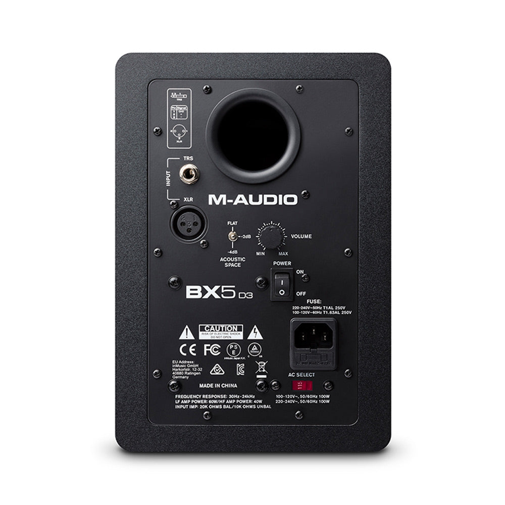 M-Audio BX5 D3 5" Powered Studio Monitors (Pair) ; M-Audio BX5 D3 5" Powered Studio Monitors (Pair) Angle ; M-Audio BX5 D3 5" Powered Studio Monitors (Pair) Rear
