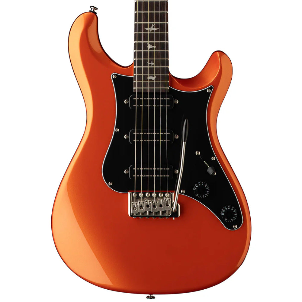 PRS SE NF3 Metallic Orange Body View ; PRS SE NF3 Metallic Orange Full View ; PRS SE NF3 Metallic Orange Back View