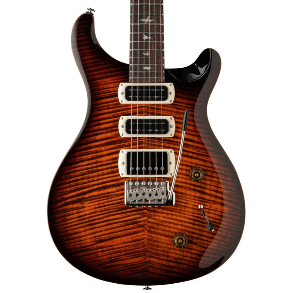 PRS SE Studio Orange Tiger Smokeburst Body View ; PRS SE Studio Orange Tiger Smokeburst Full View ; PRS SE Studio Orange Tiger Smokeburst Back View
