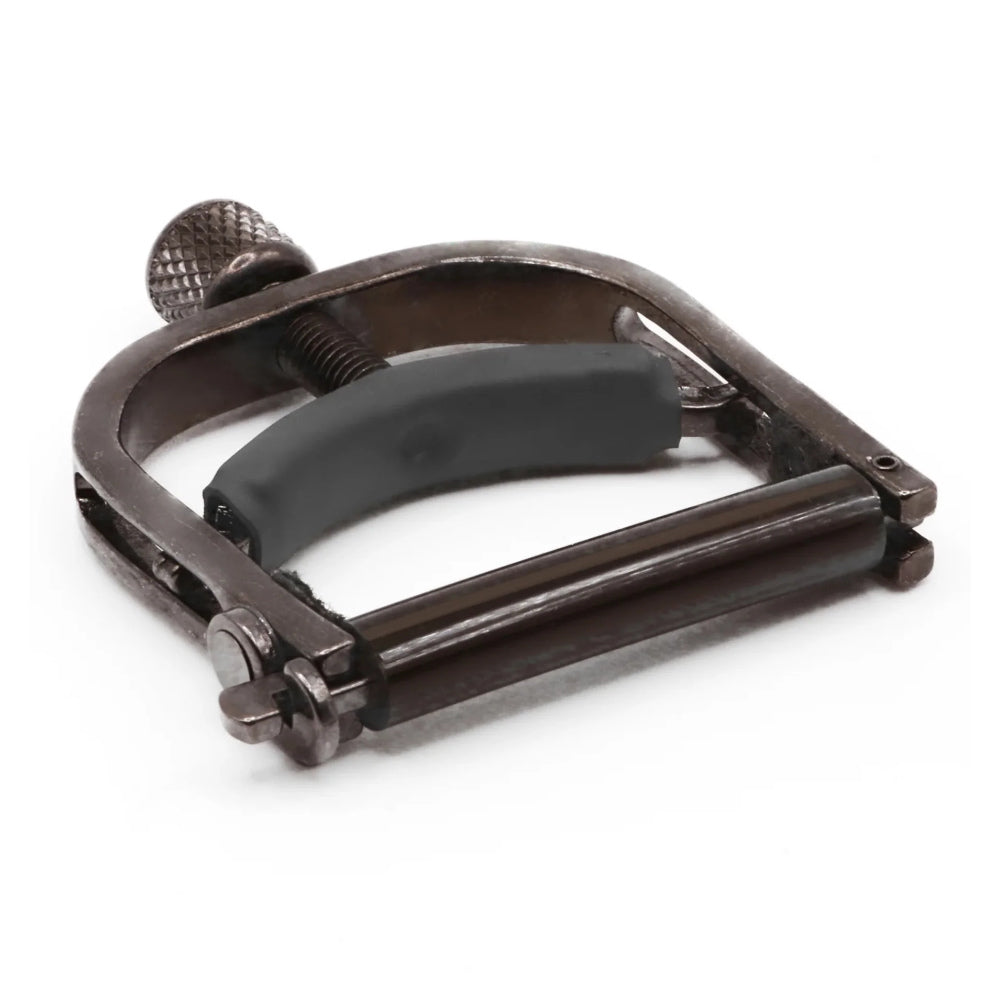 Paige Banjo/Mandolin/Ukulele Capo Smokey Black Nickel ; Paige Banjo/Mandolin/Ukulele Capo Smokey Black Nickel Side View ; Paige Banjo/Mandolin/Ukulele Capo Smokey Black Nickel Open View