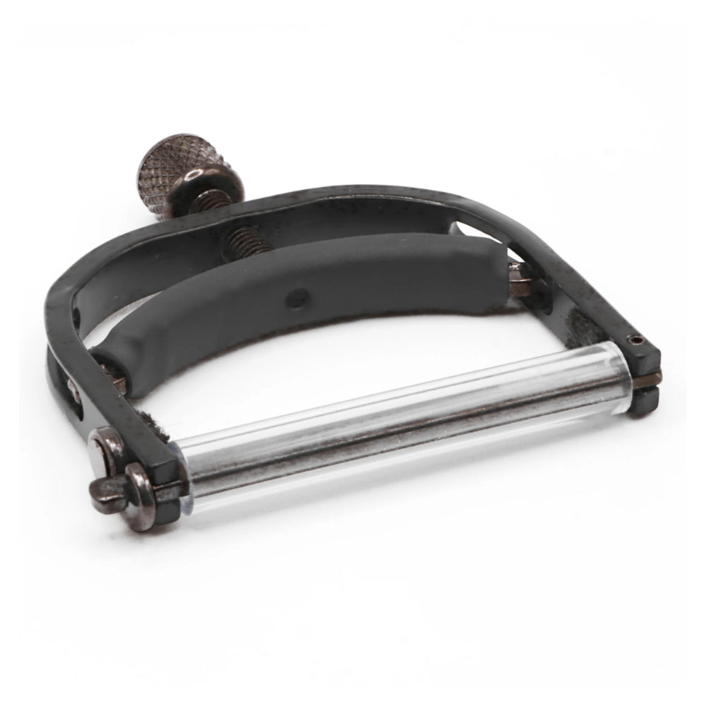 Paige Mandolin/Banjo/Ukulele Capo Wide Smokey Black Nickel ; Paige Mandolin/Banjo/Ukulele Capo Wide Smokey Black Nickel Side View ; Paige Mandolin/Banjo/Ukulele Capo Wide Smokey Black Nickel Open View