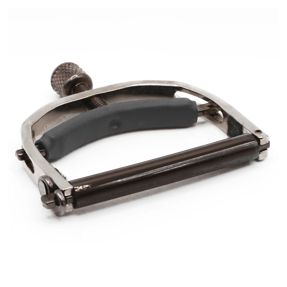 Paige Original 6-String Acoustic Capo Satin Nickel ; Paige Original 6-String Acoustic Capo Satin Nickel Open View ; Paige Original 6-String Acoustic Capo Satin Nickel Bottom View