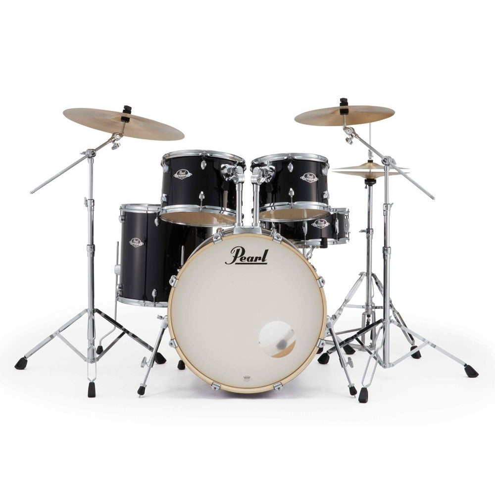 Pearl Export EXX 22" Fusion Plus Drumkit wHardware Pearl Cymbals Jet Black Front View ; Pearl Export EXX 22" Fusion Plus Drumkit wHardware Pearl Cymbals Jet Black Side View ; Pearl Export EXX 22" Fusion Plus Drumkit wHardware Pearl Cymbals Jet Black Tom ; Pearl Export EXX 22" Fusion Plus Drum Kit w/Hardware and Pearl Cymbals (Jet Black) ; Pearl Export EXX 22" Fusion Plus Drum Kit w/Hardware and Pearl Cymbals (Jet Black) ; Pearl Export EXX 22" Fusion Plus Drum Kit w/Hardware and Pearl Cymbals (Jet Black)