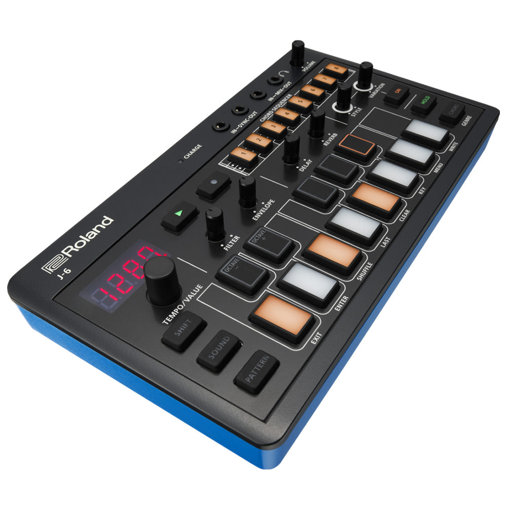 Roland AIRA Compact J-6 Chord Synthesizer Front ; Roland AIRA Compact J-6 Chord Synthesizer Angle ; Roland AIRA Compact J-6 Chord Synthesizer Above ; Roland AIRA Compact J-6 Chord Synthesizer Rear