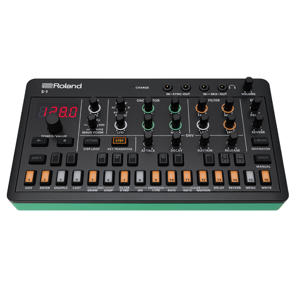 Roland AIRA Compact S-1 Tweak Synth Front ; Roland AIRA Compact S-1 Tweak Synth Front Angle ; Roland AIRA Compact S-1 Tweak Synth Angle ; Roland AIRA Compact S-1 Tweak Synth Rear