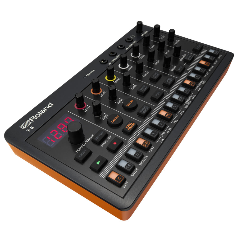 Roland AIRA Compact T-8 Beat Machine Front ; Roland AIRA Compact T-8 Beat Machine Angle 2 ; Roland AIRA Compact T-8 Beat Machine Angle 1 ; Roland AIRA Compact T-8 Beat Machine Rear