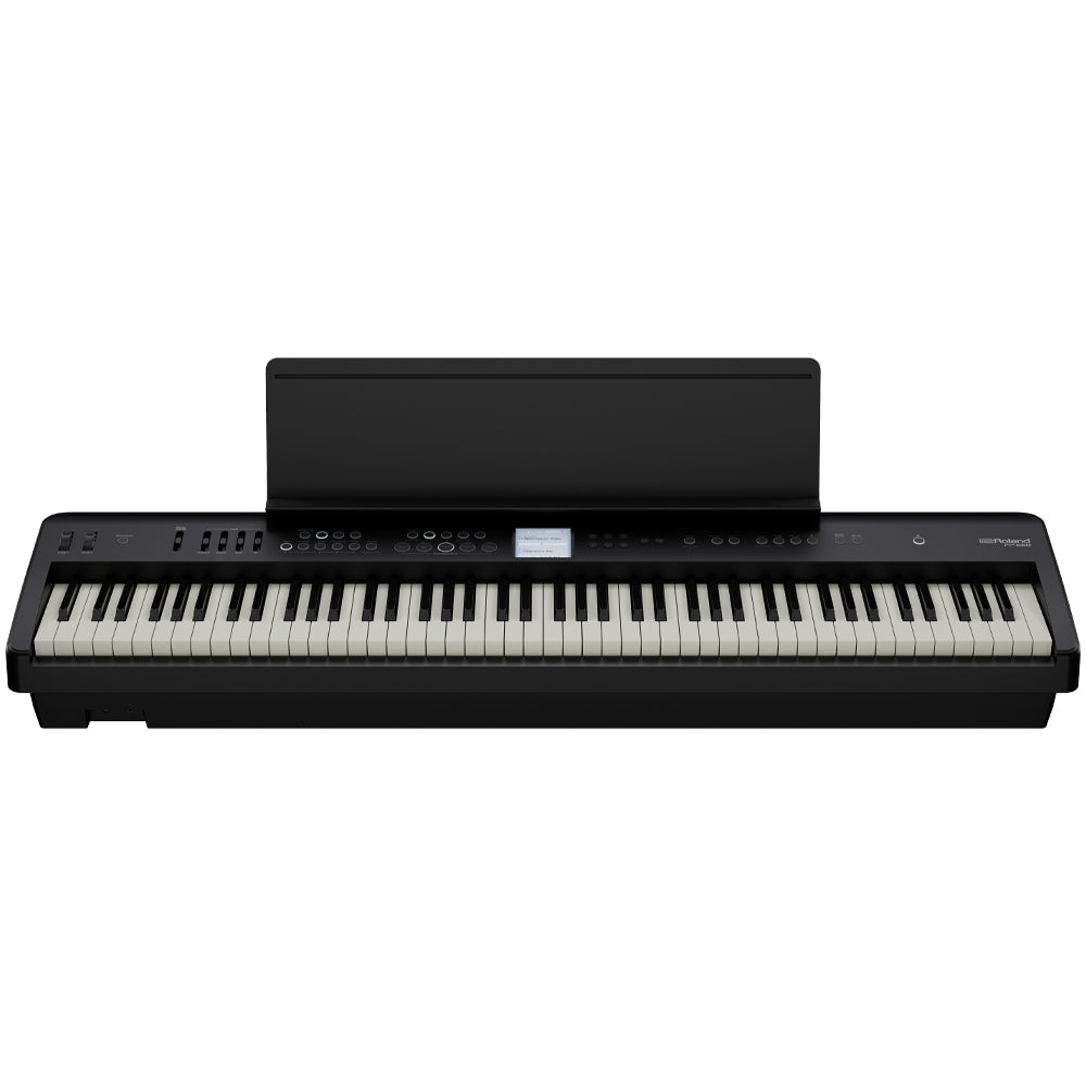 Roland FP-E50 Entertainment Digital Piano Front ; Roland FP-E50 Entertainment Digital Piano Front ; Roland FP-E50 Entertainment Digital Piano Keys Top ; Roland FP-E50 Entertainment Digital Piano Front Music Stand ; Roland FP-E50 Entertainment Digital Piano Wheels ; Roland FP-E50 Entertainment Digital Piano Rear ; Roland FP-E50 Entertainment Digital Piano Dimensions