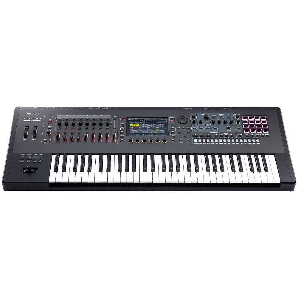 Roland Fantom 6 EX Synthesizer Keyboard Front ; Roland Fantom 6 EX Synthesizer Keyboard Front Angle ; Roland Fantom 6 EX Synthesizer Keyboard Angle ; Roland Fantom 6 EX Synthesizer Keyboard Rear