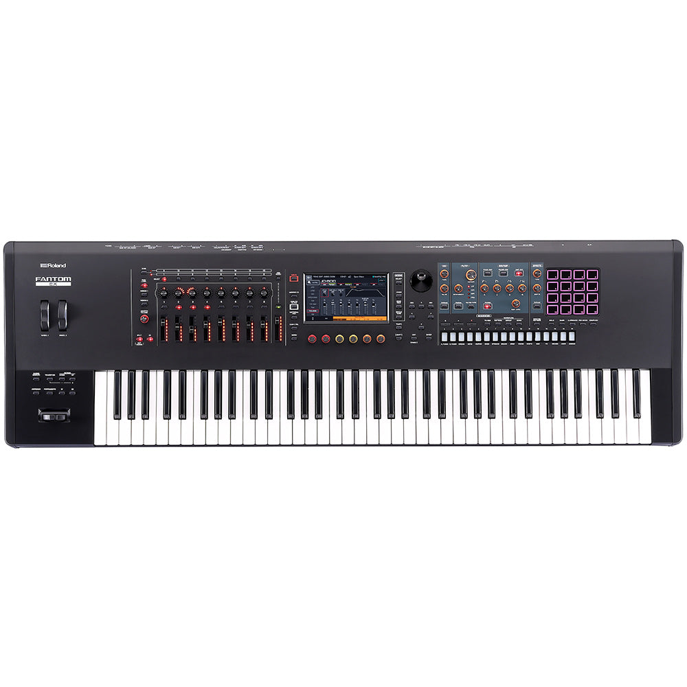 Roland Fantom 7 EX Synthesizer Keyboard Front ; Roland Fantom 7 EX Synthesizer Keyboard Front Angle ; Roland Fantom 7 EX Synthesizer Keyboard Angle ; Roland Fantom 7 EX Synthesizer Keyboard Rear