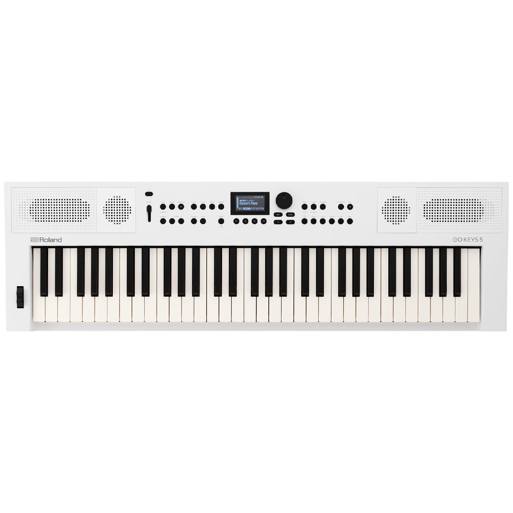 Roland GO:KEYS 5 Portable Keyboard White Front ; Roland GO:KEYS 5 Portable Keyboard White Angle ; Roland GO:KEYS 5 Portable Keyboard White Rear