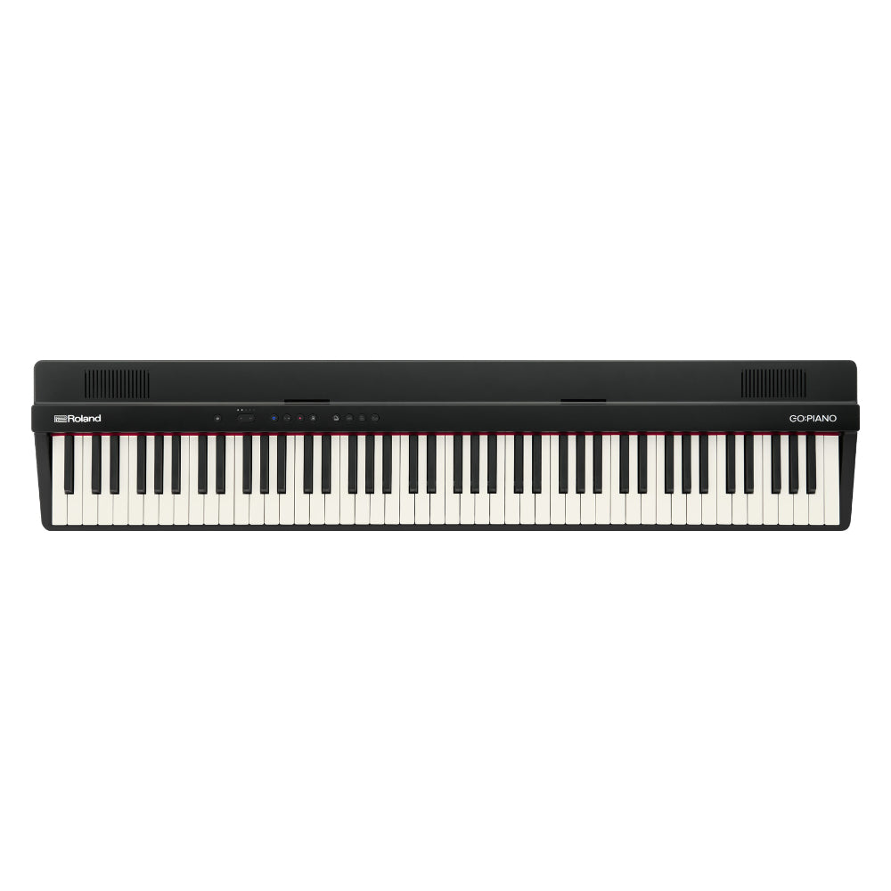Roland GO:PIANO88 PX Portable Digital Piano Top View ; Roland GO:PIANO88 PX Portable Digital Piano Side with Music Rest ; Roland GO:PIANO88 PX Portable Digital Piano Back View