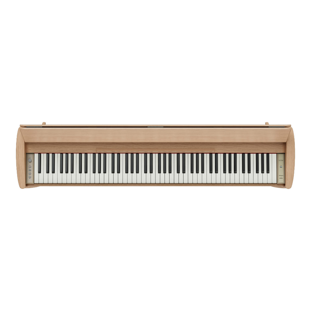 Roland Kiyola KF20 Artisan Digital Piano Pure Oak Front View ; Roland Kiyola KF20 Artisan Digital Piano Pure Oak Angled View ; Roland Kiyola KF20 Artisan Digital Piano Pure Oak Top View ; Roland Kiyola KF20 Artisan Digital Piano Pure Oak Pedals View