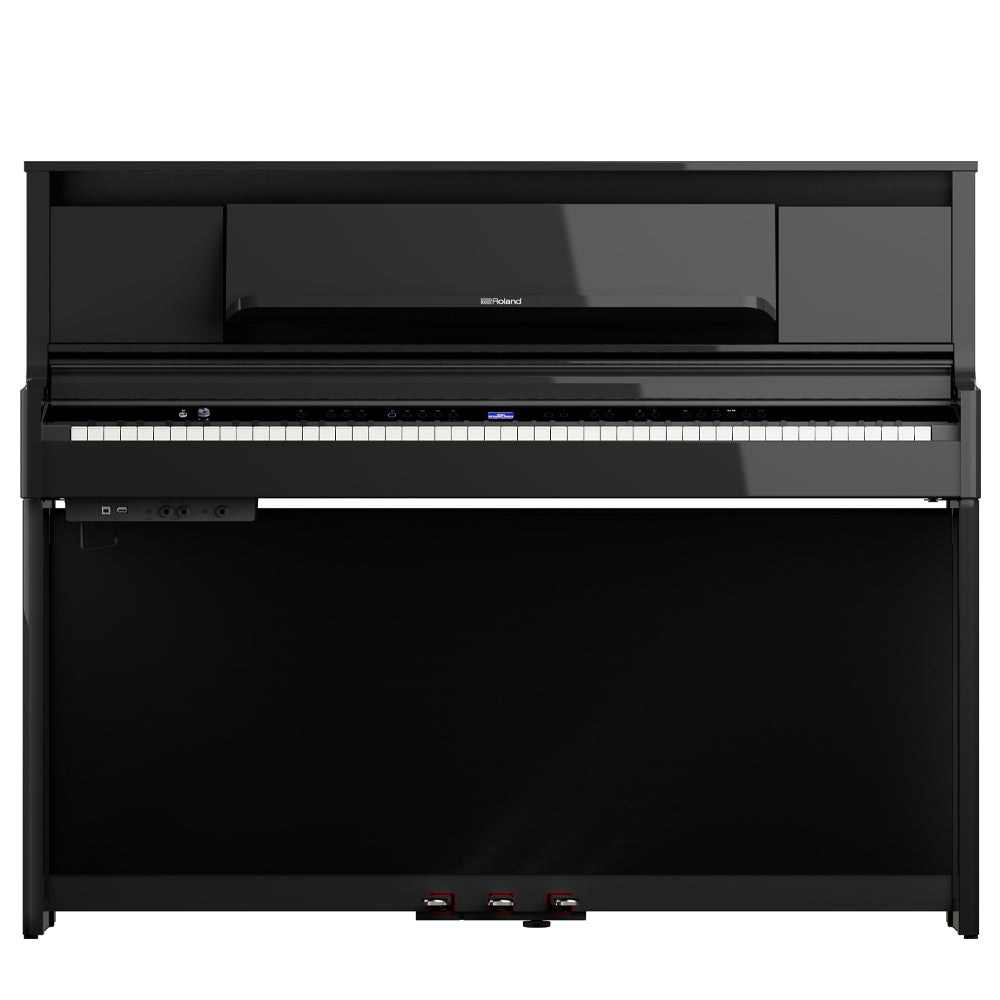 Roland LX6PE Digital Piano Polished Ebony W/Piano Bench Angle ; Roland LX6PE Digital Piano Polished Ebony W/Piano Bench Front