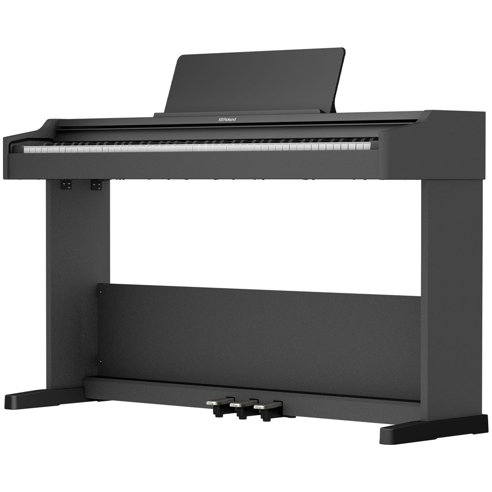 Roland RP107 Digital Piano Black Angle ; Roland RP107 Digital Piano Black Front ; Roland RP107 Digital Piano Black Front Angle ; Roland RP107 Digital Piano Black Angle Bench ; Roland RP107 Digital Piano Black Above