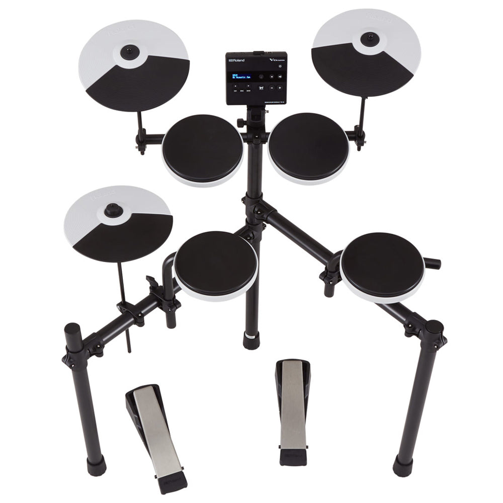 Roland TD-02K V-Drums Compact Complete Electronic Drum Kit Front ; Roland TD-02K V-Drums Compact Complete Electronic Drum Kit Module Front ; Roland TD-02K V-Drums Compact Complete Electronic Drum Kit Side ; Roland TD-02K V-Drums Compact Complete Electronic Drum Kit ; Roland TD-02K V-Drums Compact Complete Electronic Drum Kit Module Top