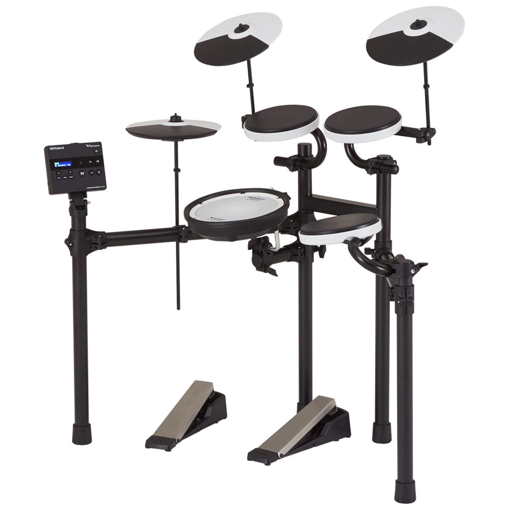 Roland TD-02KV V-Drums Complete Electronic Drum Kit Front ; Roland TD-02KV V-Drums Complete Electronic Drum Kit Module Front ; Roland TD-02KV V-Drums Complete Electronic Drum Kit Side ; Roland TD-02KV V-Drums Complete Electronic Drum Kit Module Top ; Roland TD-02KV V-Drums Complete Electronic Drum Kit Above