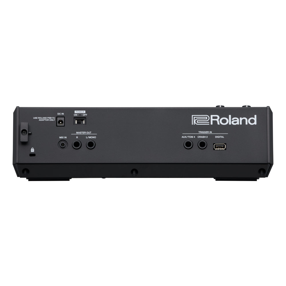 Roland V31 Module ; Roland V31 Drum Sound Module Side View ; Roland V31 Drum Sound Module Top View with sticks ; Roland V31 Drum Sound Module Back View