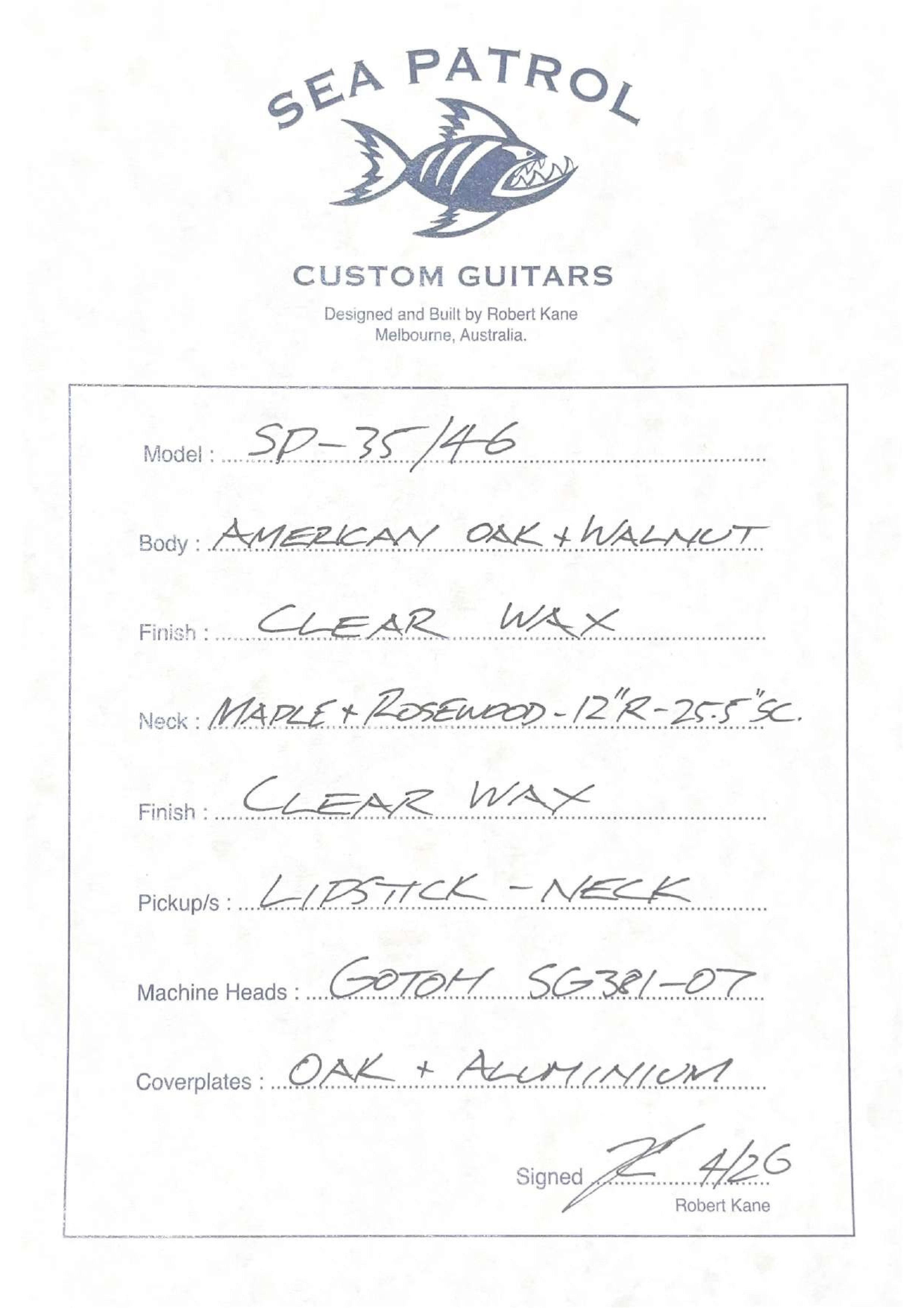 Sea Patrol Custom Guitars SP-35/46 Oak/Walnut Body Resonator Guitar