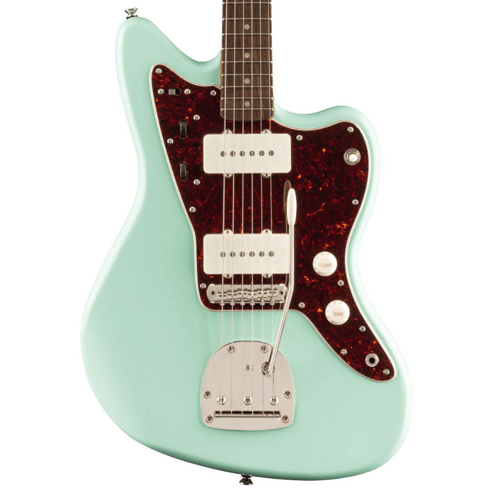 Squier FSR Classic Vibe 60s Jazzmaster Surf Green Body View ; Squier FSR Classic Vibe 60s Jazzmaster Surf Green Full View ; Squier FSR Classic Vibe 60s Jazzmaster Surf Green Back View