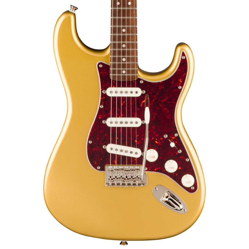Squier FSR Classic Vibe '60s Stratocaster Aztec Gold Body View ; Squier FSR Classic Vibe '60s Stratocaster Aztec Gold Full View ; Squier FSR Classic Vibe '60s Stratocaster Aztec Gold Back View